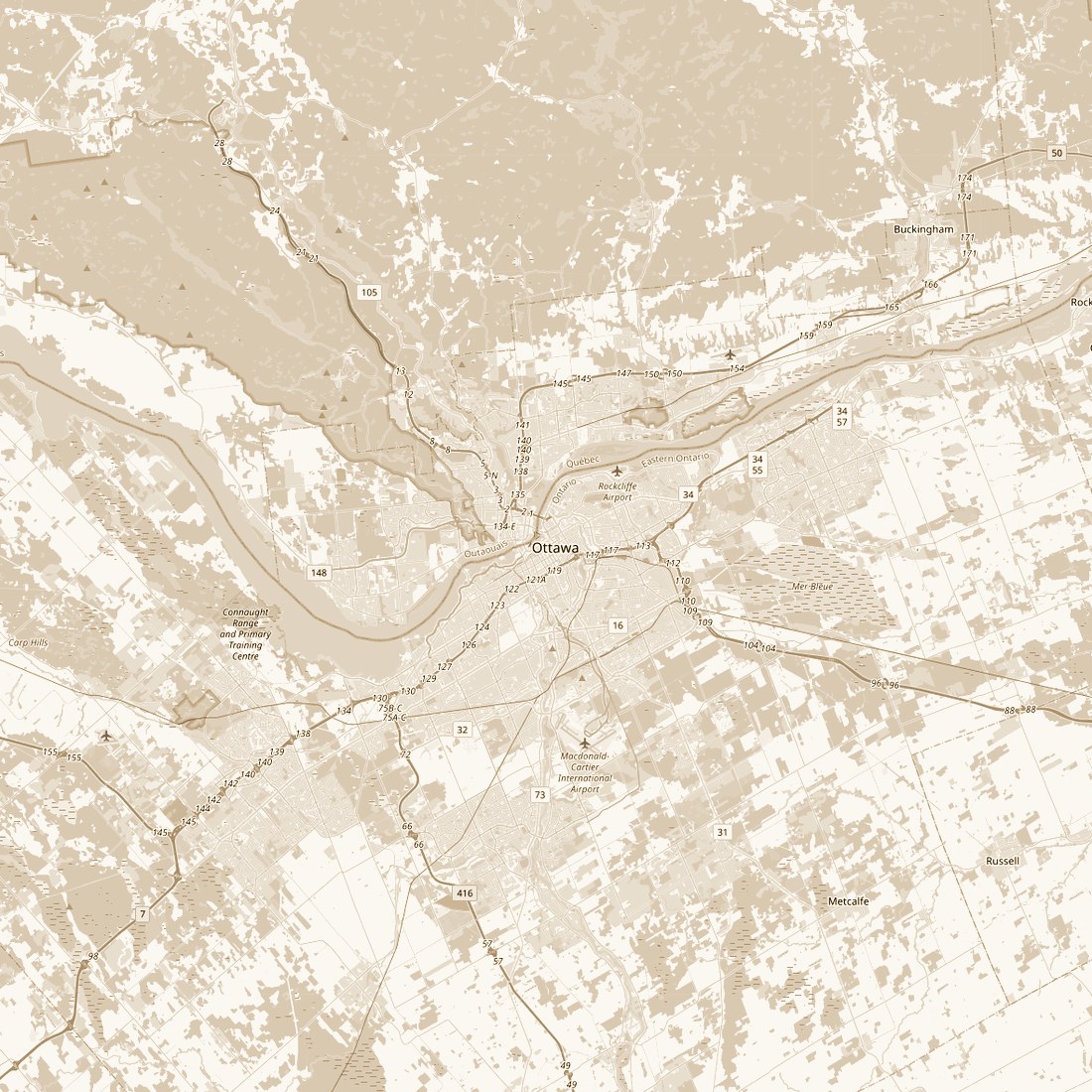 Map of Ottawa and surrounding service area